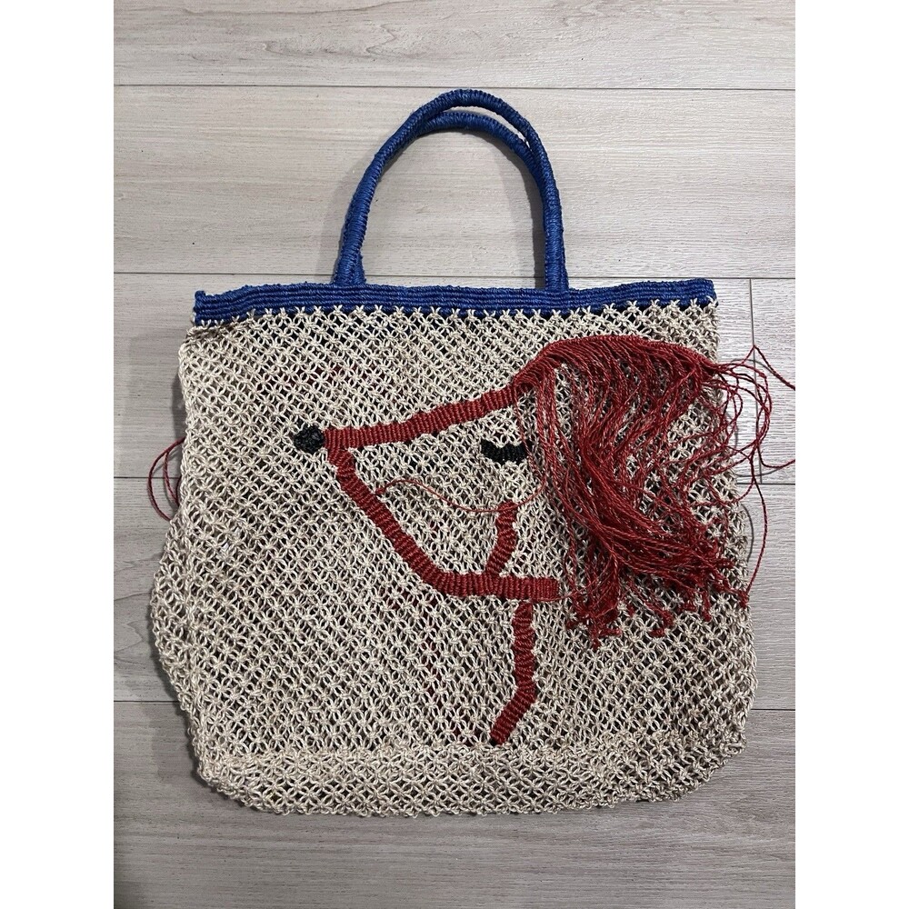 THE JACKSONS LONDON Jute Bag Neutral Dog Twine Burlap Vacation Boho Beach